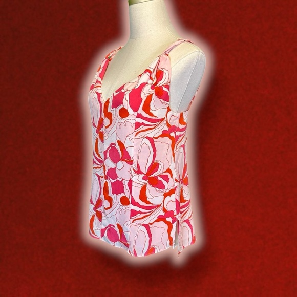 NWOT Equipment Femme ‘Hadley’ Silk Crepe Tank in “Raspberry Sorbet Multi” Sz XXS - Picture 9 of 16